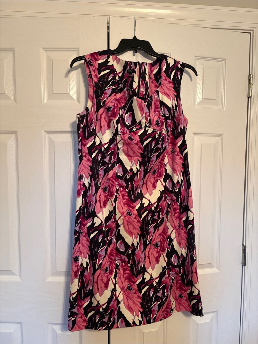 Talbots Pink and Black Floral Midi Dress